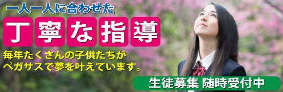 大分県大分市の学習塾 個別指導なら学習塾ペガサス明野教室へお任せ下さい。一人一人に合わせた丁寧な指導 毎年たくさんの子供たちがペガサスで夢を叶えています。生徒募集 随時受付中