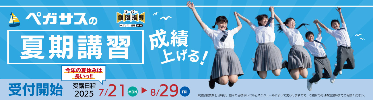 大分県大分市の学習塾 個別指導なら学習塾ペガサス明野教室へお任せ下さい。夏期講習 PC用イメージ写真1