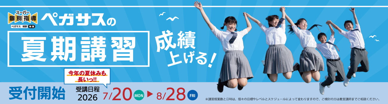 大分県大分市の学習塾 個別指導なら学習塾ペガサス明野教室へお任せ下さい。夏期講習 PC用イメージ写真1